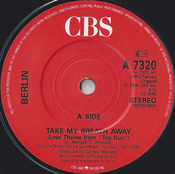 Berlin : Take My Breath Away (Love Theme From Top Gun)   (7, Single) 2