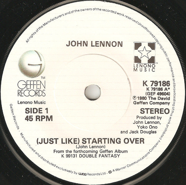John Lennon : (Just Like) Starting Over (7, Single, Pap) 2