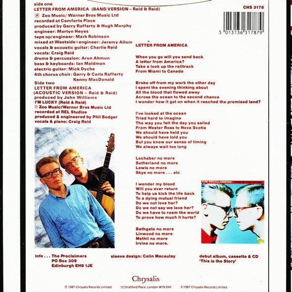 The Proclaimers : Letter From America (Band Version) (7, Single, Pap) 1