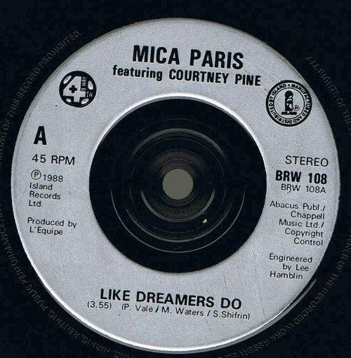 Mica Paris Featuring Courtney Pine : Like Dreamers Do (7, Single, Sil) 2