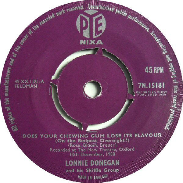Lonnie Donegans Skiffle Group : Does Your Chewing Gum Lose Its Flavour (On The Bedpost Overnight?) (7, Single) 0