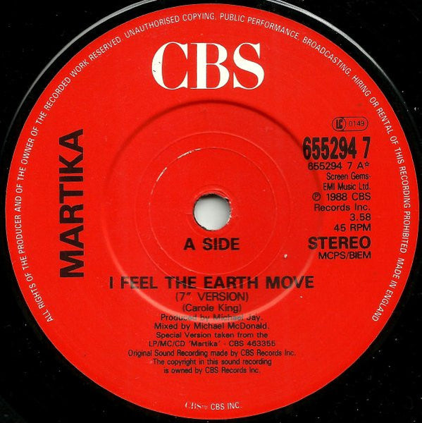 Martika : I Feel The Earth Move (7, Single, Ltd) 2