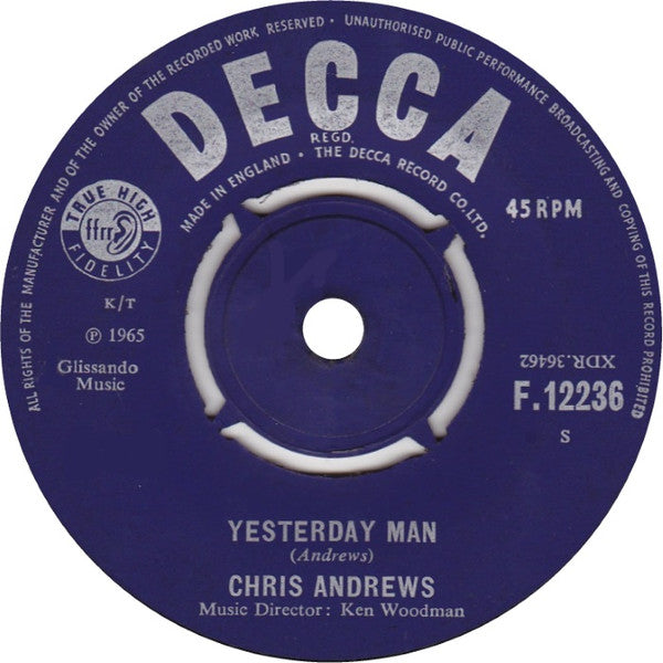 Chris Andrews  : Yesterday Man (7, Single) 0