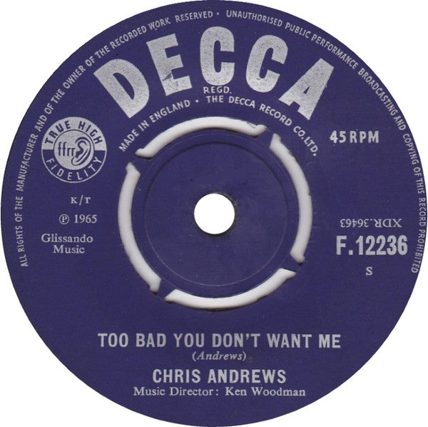 Chris Andrews  : Yesterday Man (7, Single) 1