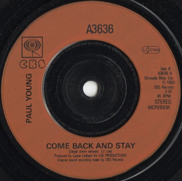 Paul Young : Come Back And Stay (Single Remix Version) (7, Single, Stu) 2