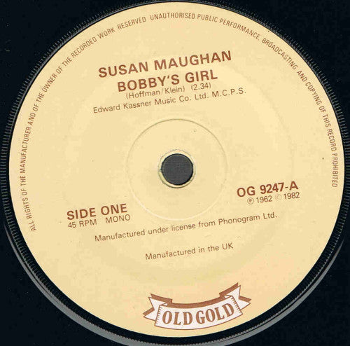 Susan Maughan / The Allisons : Bobbys Girl / Are You Sure (7, Alt) 0