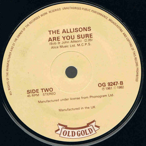 Susan Maughan / The Allisons : Bobbys Girl / Are You Sure (7, Alt) 1