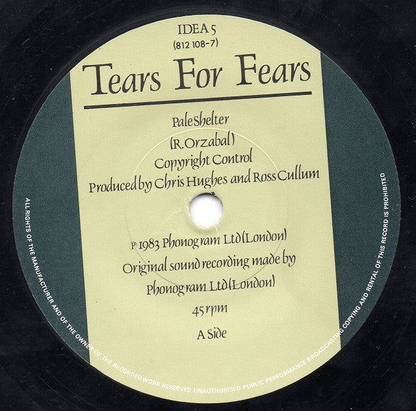 Tears For Fears : Pale Shelter (7, Single, Pap) 2