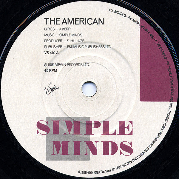 Simple Minds : The American (7, Single) 2