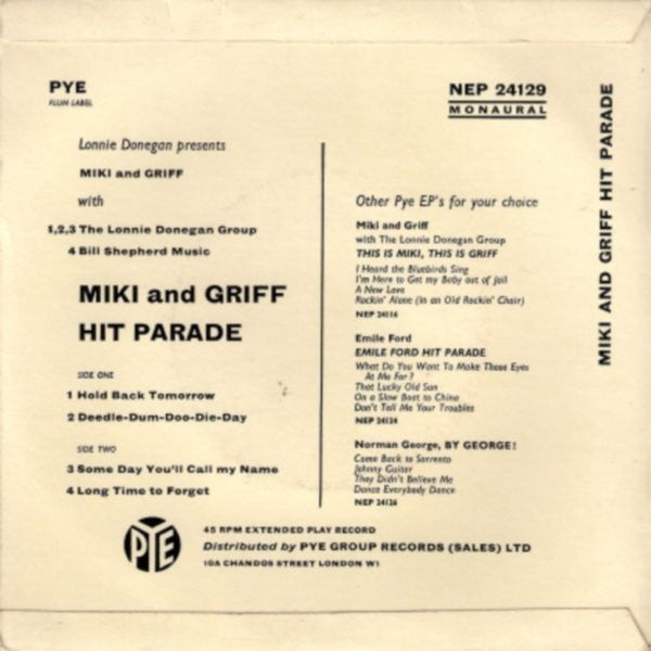 Miki & Griff With Lonnie Donegans Skiffle Group : Hit Parade (7, EP) 1