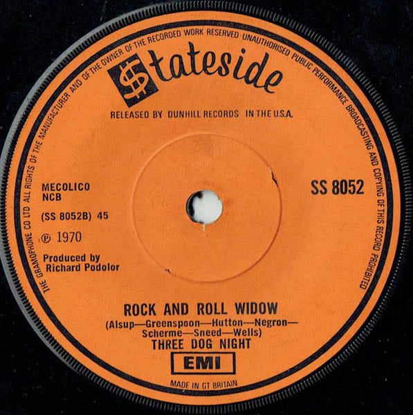 Three Dog Night : Mama Told Me Not To Come / Rock And Roll Widow (7, Single, Sol) 1