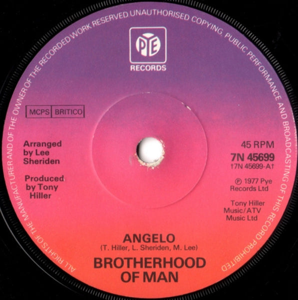 Brotherhood Of Man : Angelo (7, Single, Sol) 0