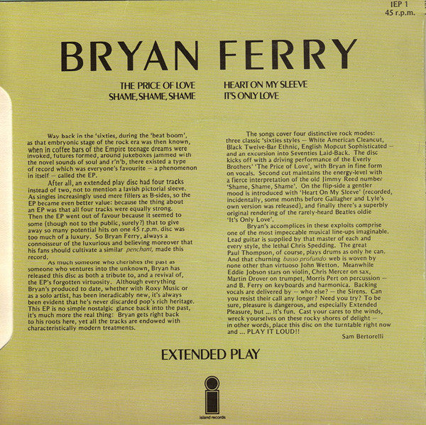 Bryan Ferry : Extended Play (7, EP) 1