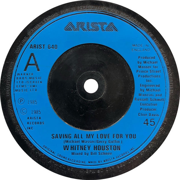 Whitney Houston : Saving All My Love For You (7, Single, Blu) 2