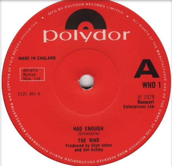 The Who : Had Enough / Who Are You (7, Single) 2