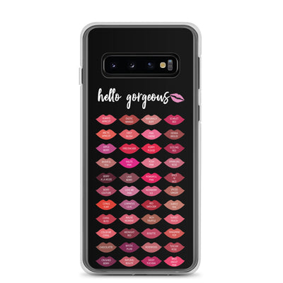 Hello Gorgeous Mary Kay Lipstick Color Chart Lips on Black Samsung Phone Case
