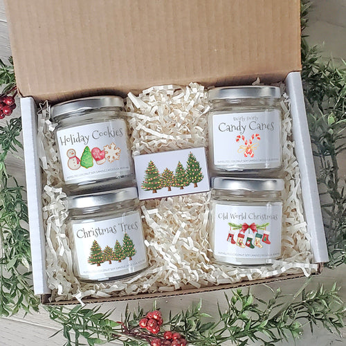 Christmas Gift Box, Happy Holiday Gift, Christmas Gift Set, Christmas Gift for Mom, Holiday Gift Hamper, 2 Crystal Candles - LoveNspire