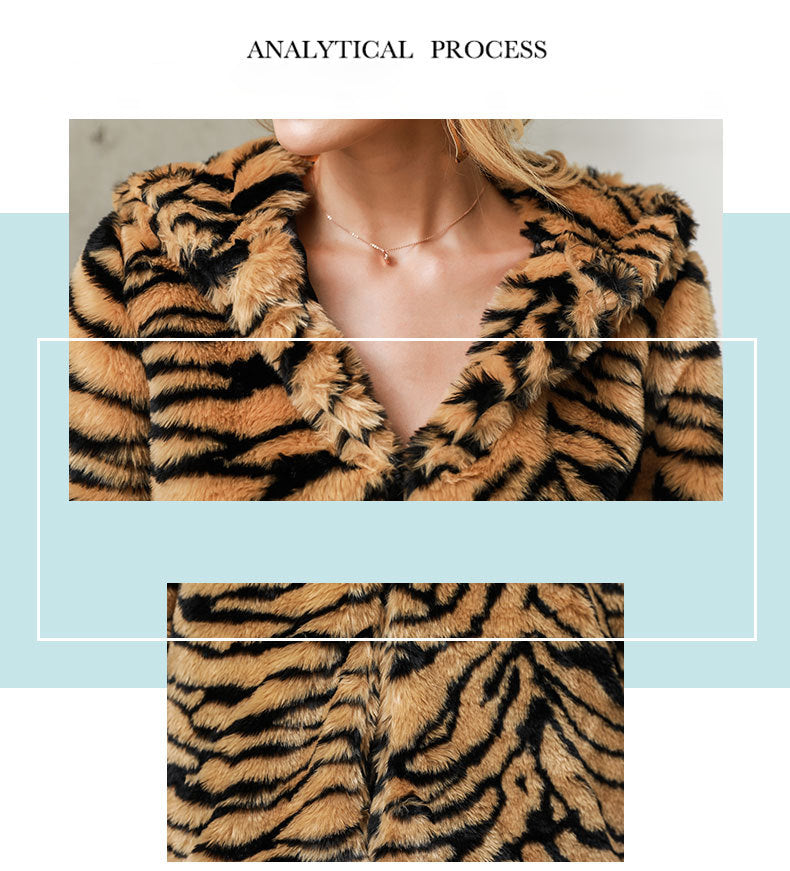 Daily Fall & Winter Hooded Leopard Faux Fur Coat