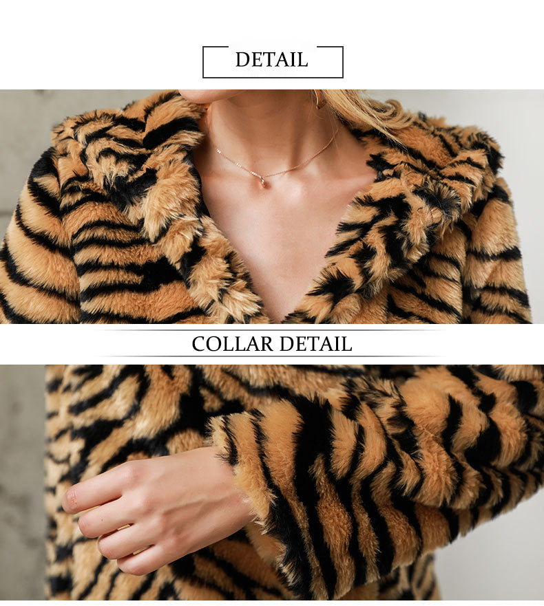 Daily Fall & Winter Hooded Leopard Faux Fur Coat
