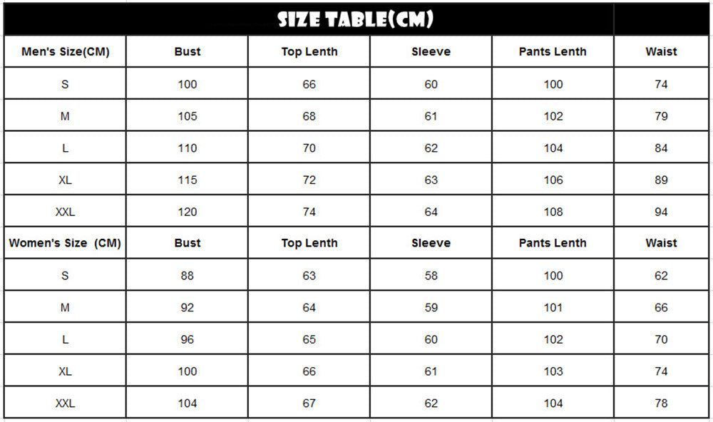 adult size chart