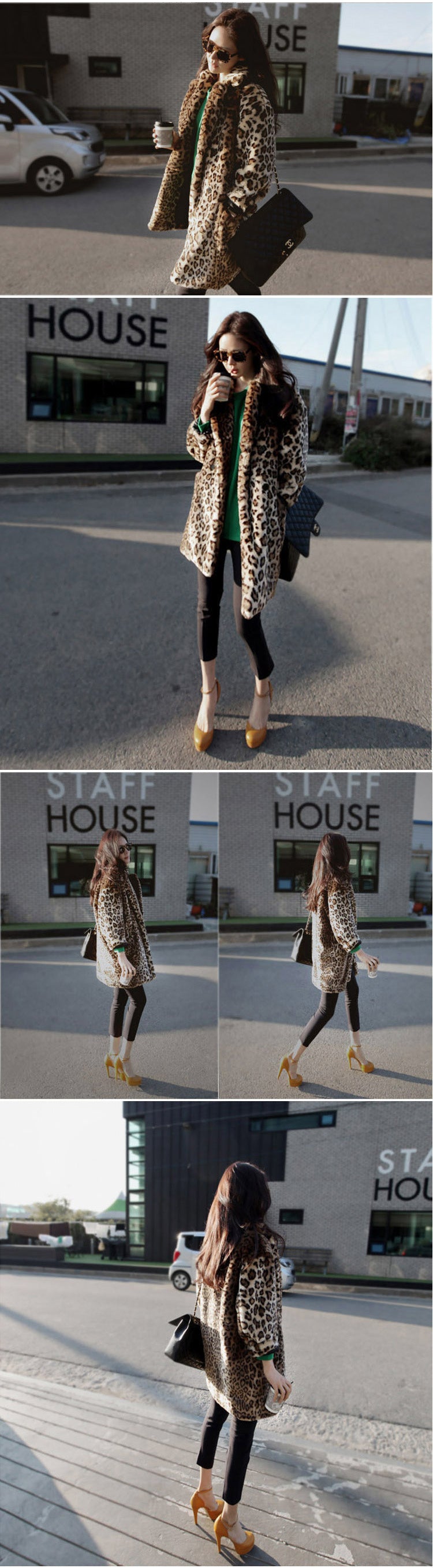 Women’s Daily Fall & Winter Leopard Faux Fur Coat