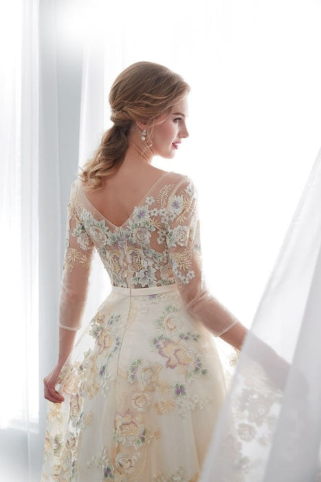 floral gowns with sleeves