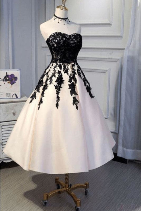 Ankle Length Strapless Short White Prom Dresses 2021 - Bridelily