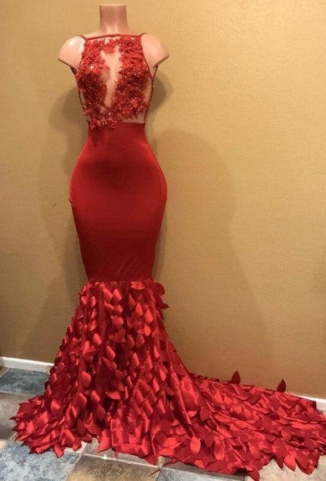 B Gorgeous Long Red Mermaid Prom Dresses 2021 - Bridelily