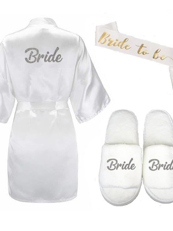 Bridelily 3Pc Set Of Bride Slippers 