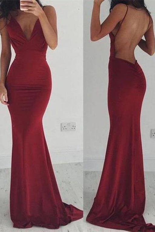 Glitter Long Red Mermaid Prom Dresses 2021 - Bridelily