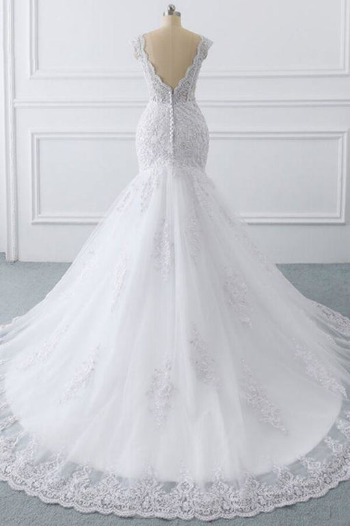 Modest Vintage Lace Mermaid Wedding Dress With Sleeves - Bridelily