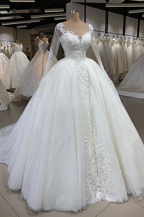 Cheap Plus Size Long Sleeve Wedding Dresses - Bridelily
