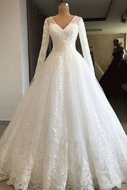 Cheap Long Sleeve Lace Wedding Dresses Plus Size - Bridelily