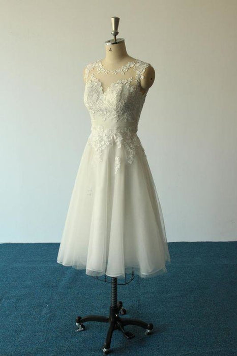 Illusion Lace Vintage Boho Wedding Dress Cheap - Bridelily