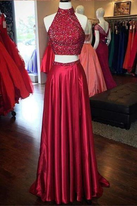 Two Pieces Short Red Prom Dresses 2021 - Bridelily
