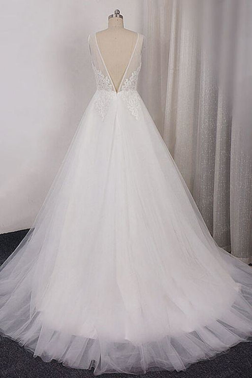 Bohemian Long Sleeve Lace Wedding Dress Open Back - Bridelily