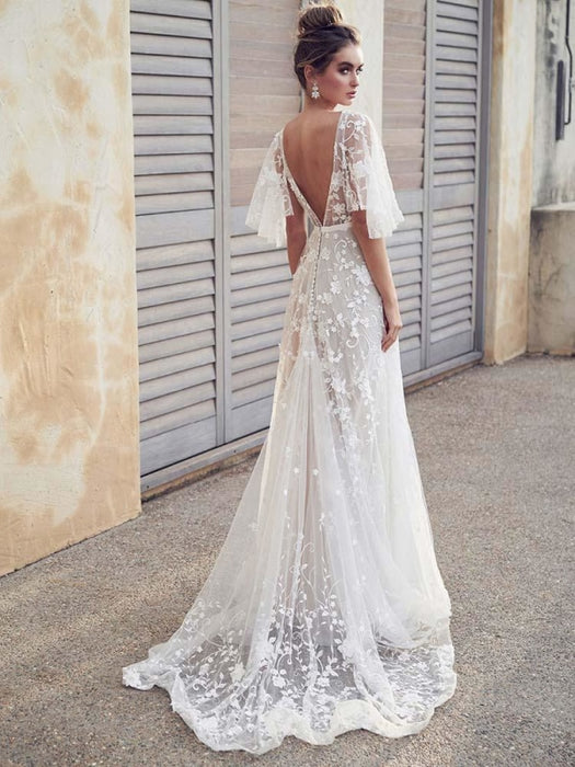 boho lace wedding dress cheap