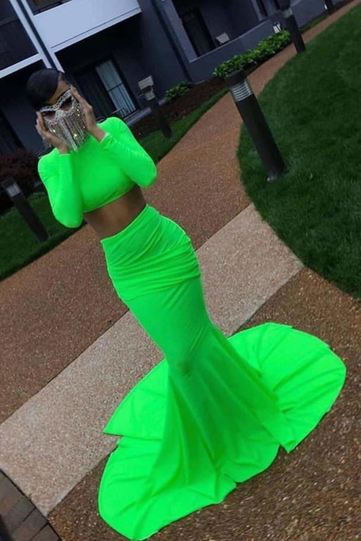 Elegant Sleeves Two Simple Long Prom Dresses Cheap - Bridelily