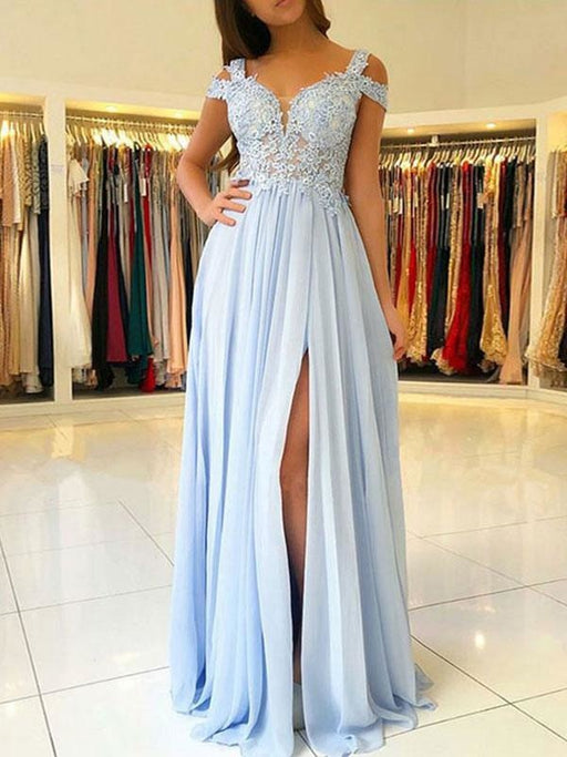 Black Prom Dresses Plus Size Evening Dress Chiffon Lace Applique