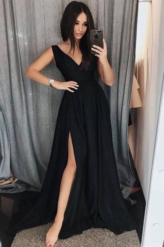 Custom Made Black Purple Long Sleeve Prom Dresses 2021 - Bridelily