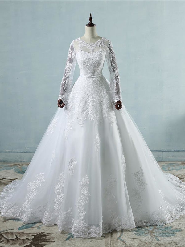 Elegant Beautiful Long Sleeve Wedding Gowns 2020 - Bridelily