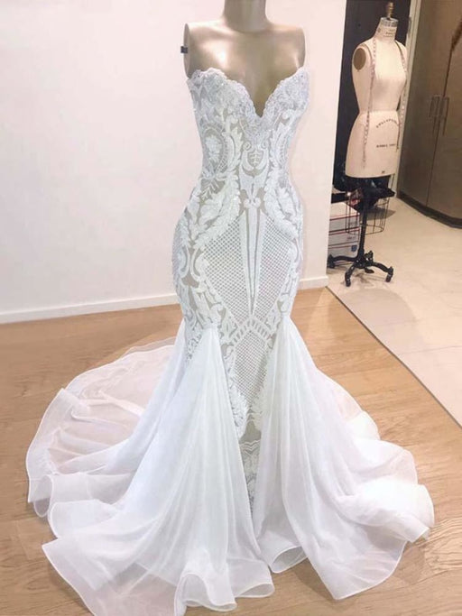 Lace Mermaid Wedding Dresses-White Mermaid Wedding Dress 2020|Bridelily