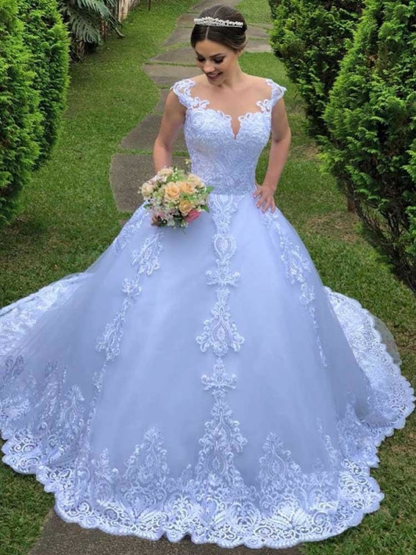 Lace Wedding Dresses Exquisite Scoop Short Sleeve Zipper Lace Wedding Dresses — Bridelily 