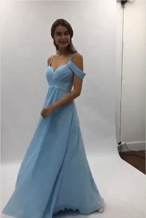 light blue flowy prom dress