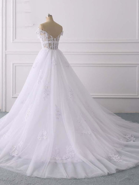 Glamorous Two Piece Wedding Dress With Detachable Skirt - Bridelily