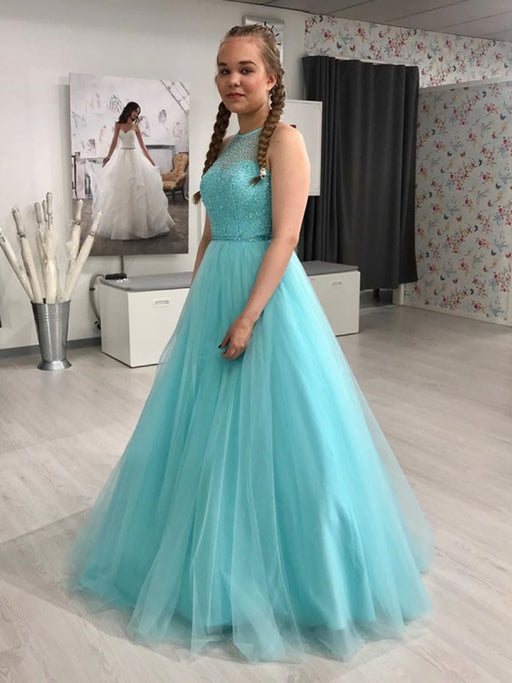 Dark Green Lace Tulle Long Prom Dresses, Dark Green Formal