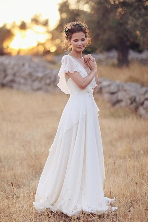 boho chiffon wedding dress