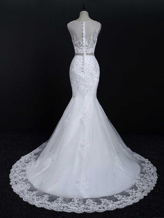 Lace Cheap Mermaid Trumpet Wedding Dresses With Sleeves - Bridelily