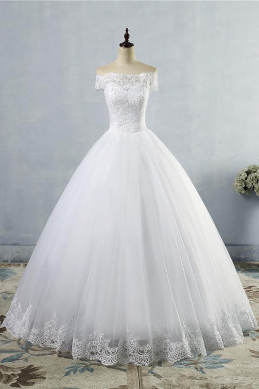 Latest Lace-up Tulle Boho Lace Wedding Dress With Sleeves - Bridelily