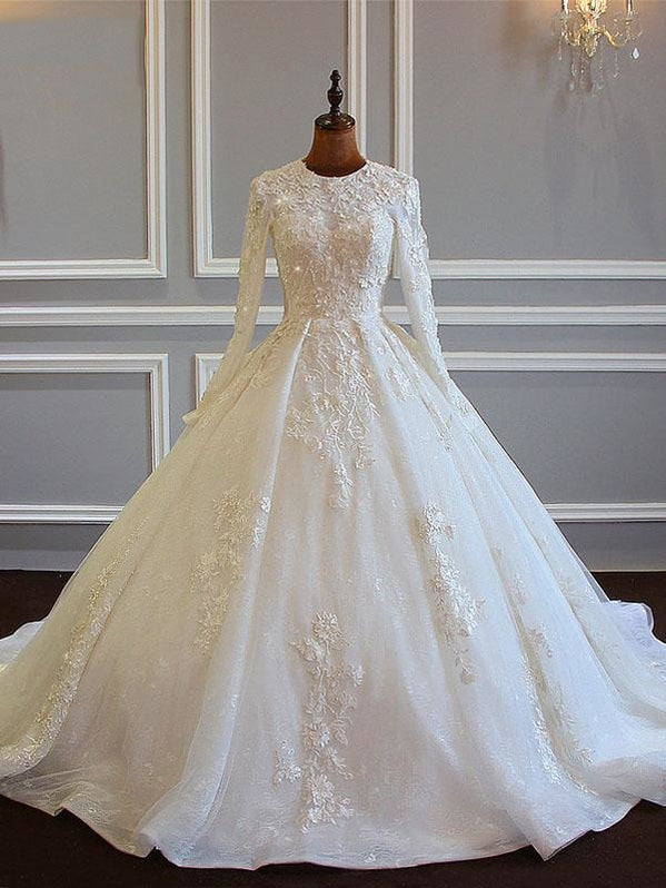 Cheap Long Sleeve Lace Wedding Dresses Plus Size - Bridelily